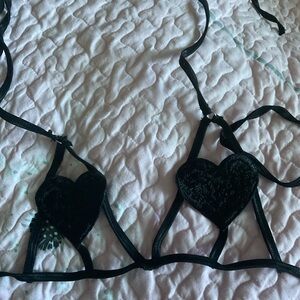 iHeartRaves Black Velvet Heart Bralette